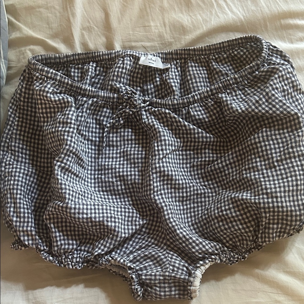 Aritzia Women’s Gingham Elastic Waist Bloomers — Navy/White